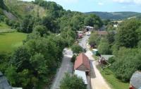 An aerial view of Amberley Museum looking west from the bus gara