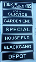 Destination boards for the Blackgang Railway tram