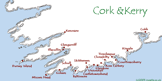 Map Of West Cork And Kerry West Cork, Ireland Map Of West Cork And Kerry West Cork, Ireland