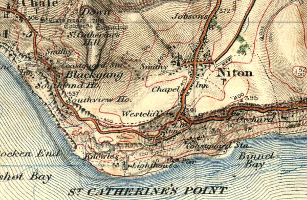 1904 map of Niton Chale and Blackgang area
