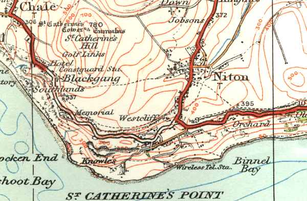 1932 map of Niton Chale and Blackgang area