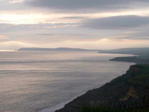 Beautiful Blackgang Chine theme Park - evening views across Chale Bay