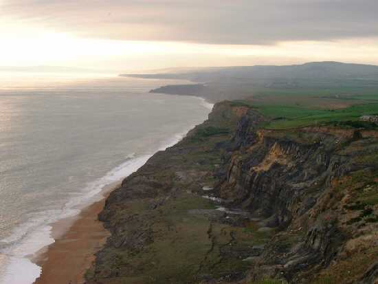 Beautiful Blackgang Chine theme Park - evening views across Chale Bay