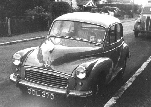 Debby in the family's Morris Minor