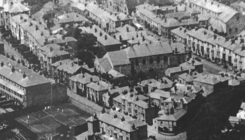 Detailed view from old photo of Ventnor from the air