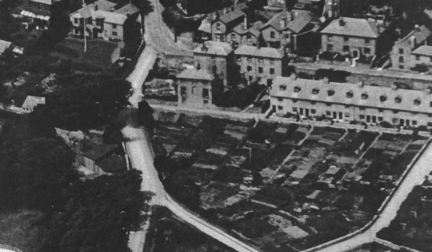 Detailed view from old photo of Ventnor from the air