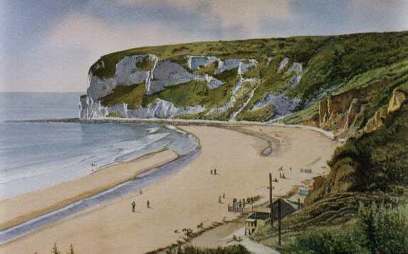 Painting of Whitecliff Bay by Geoff Hall