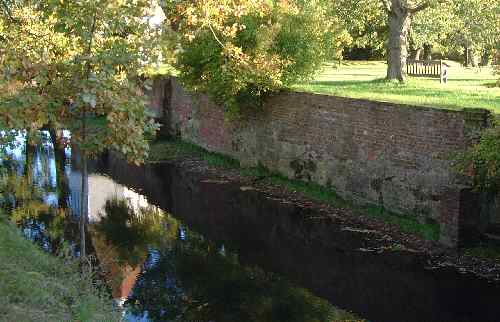 The moat in Autumn at Sissinghurst
